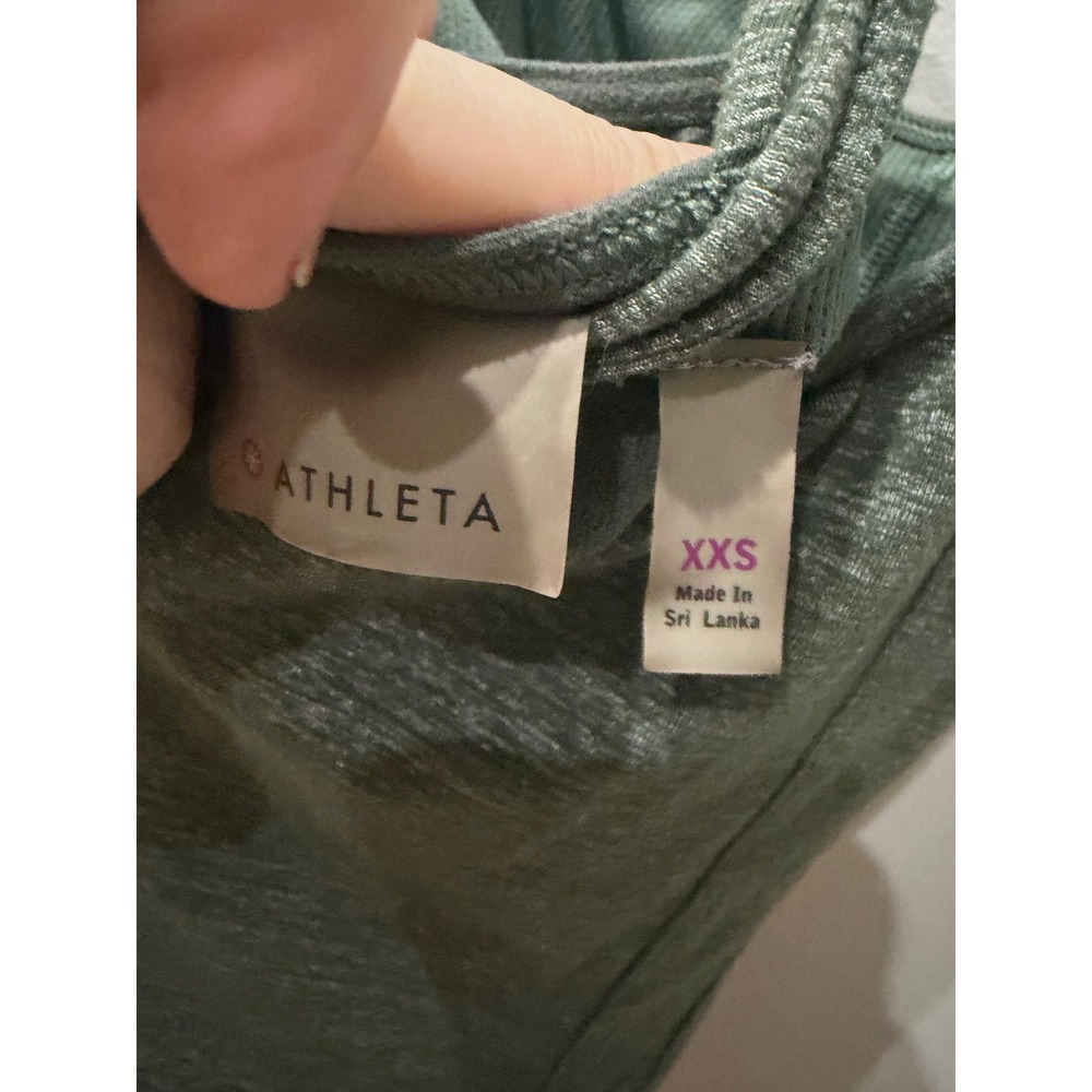 Athleta Heathered Green Strappy Racerback Tank Top with Shelf Bra XXS - Picture 4 of 4